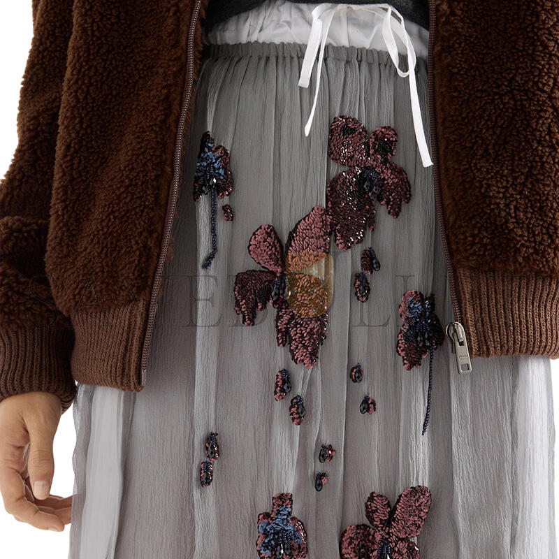 PRADA EMBROIDERED CHIFFON MIDI-SKIRT P172ZR